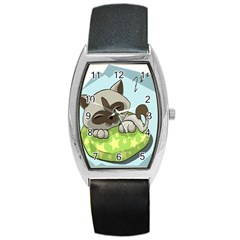 Kitten Kitty Cat Sleeping Sleep Barrel Style Metal Watch by Sapixe