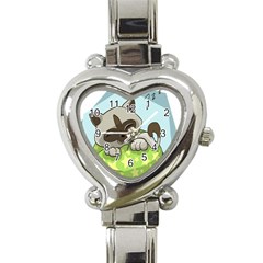 Kitten Kitty Cat Sleeping Sleep Heart Italian Charm Watch by Sapixe