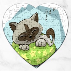 Kitten Kitty Cat Sleeping Sleep Jigsaw Puzzle (heart) by Sapixe