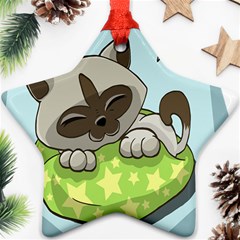 Kitten Kitty Cat Sleeping Sleep Star Ornament (two Sides) by Sapixe