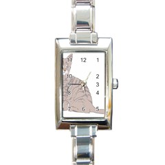 Kitten Cat Drawing Line Art Line Rectangle Italian Charm Watch by Sapixe