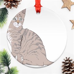 Kitten Cat Drawing Line Art Line Ornament (round) by Sapixe