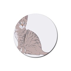 Kitten Cat Drawing Line Art Line Rubber Round Coaster (4 Pack)  by Sapixe