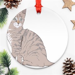 Kitten Cat Drawing Line Art Line Round Ornament (two Sides) by Sapixe