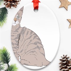 Kitten Cat Drawing Line Art Line Oval Ornament (two Sides) by Sapixe