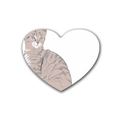 Kitten Cat Drawing Line Art Line Rubber Coaster (heart)  by Sapixe