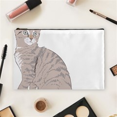 Kitten Cat Drawing Line Art Line Cosmetic Bag (large)  by Sapixe