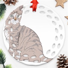 Kitten Cat Drawing Line Art Line Ornament (round Filigree) by Sapixe