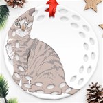 Kitten Cat Drawing Line Art Line Ornament (Round Filigree) Front