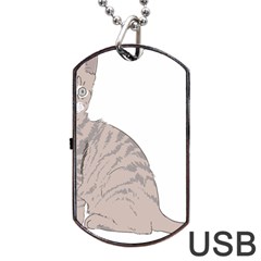 Kitten Cat Drawing Line Art Line Dog Tag Usb Flash (one Side) by Sapixe