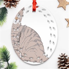 Kitten Cat Drawing Line Art Line Oval Filigree Ornament (two Sides)