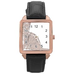 Kitten Cat Drawing Line Art Line Rose Gold Leather Watch  by Sapixe