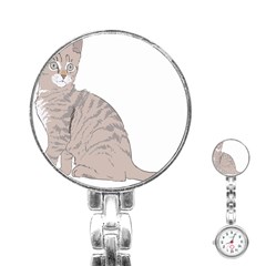 Kitten Cat Drawing Line Art Line Stainless Steel Nurses Watch by Sapixe