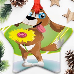 Dog Character Animal Flower Cute Ornament (star) by Sapixe