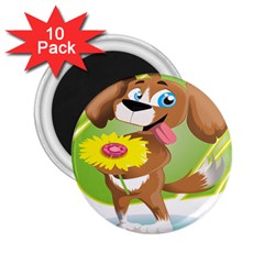 Dog Character Animal Flower Cute 2 25  Magnets (10 Pack)  by Sapixe