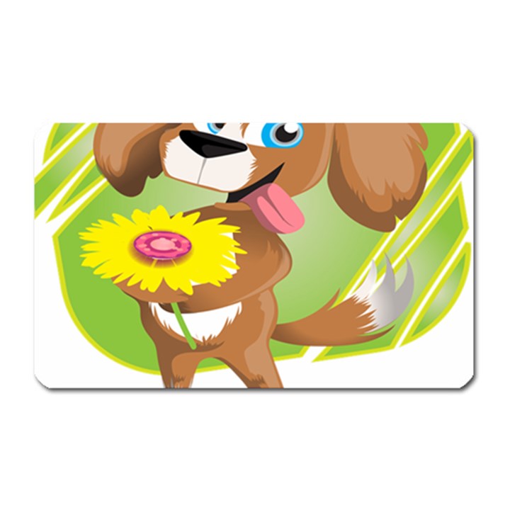 Dog Character Animal Flower Cute Magnet (Rectangular)