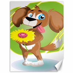 Dog Character Animal Flower Cute Canvas 36  X 48   by Sapixe