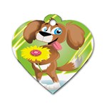 Dog Character Animal Flower Cute Dog Tag Heart (One Side) Front