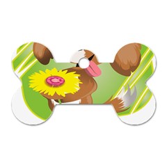 Dog Character Animal Flower Cute Dog Tag Bone (one Side) by Sapixe