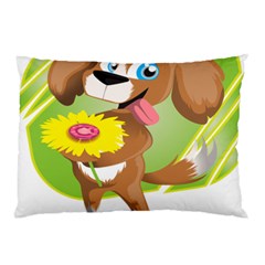 Dog Character Animal Flower Cute Pillow Case by Sapixe