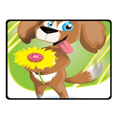 Dog Character Animal Flower Cute Fleece Blanket (small)