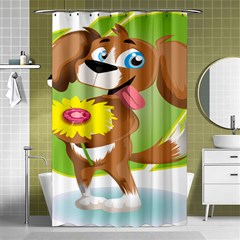 Dog Character Animal Flower Cute Shower Curtain 48  X 72  (small)  by Sapixe