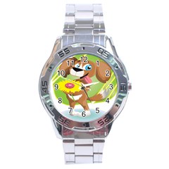 Dog Character Animal Flower Cute Stainless Steel Analogue Watch by Sapixe