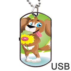 Dog Character Animal Flower Cute Dog Tag Usb Flash (one Side) by Sapixe