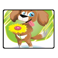 Dog Character Animal Flower Cute Double Sided Fleece Blanket (small)  by Sapixe