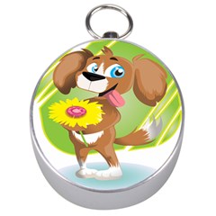 Dog Character Animal Flower Cute Silver Compasses by Sapixe