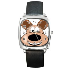 Doh Puppy Happy Pet Hound Animal Square Metal Watch by Sapixe