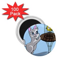 Cat Bird Cage Hunt Hunting Pet 1 75  Magnets (100 Pack)  by Sapixe