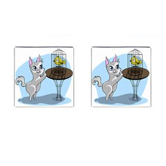 Cat Bird Cage Hunt Hunting Pet Cufflinks (square) by Sapixe