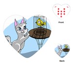 Cat Bird Cage Hunt Hunting Pet Playing Cards (Heart)  Front