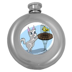 Cat Bird Cage Hunt Hunting Pet Round Hip Flask (5 Oz) by Sapixe