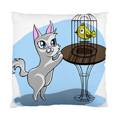 Cat Bird Cage Hunt Hunting Pet Standard Cushion Case (two Sides) by Sapixe