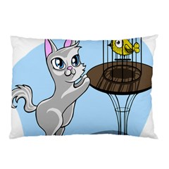 Cat Bird Cage Hunt Hunting Pet Pillow Case by Sapixe