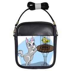 Cat Bird Cage Hunt Hunting Pet Girls Sling Bags by Sapixe