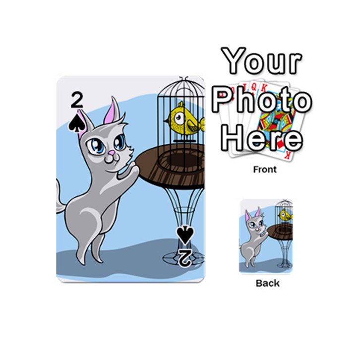 Cat Bird Cage Hunt Hunting Pet Playing Cards 54 (Mini) 