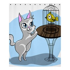 Cat Bird Cage Hunt Hunting Pet Shower Curtain 60  X 72  (medium)  by Sapixe