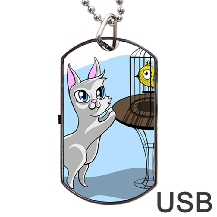 Cat Bird Cage Hunt Hunting Pet Dog Tag USB Flash (Two Sides)