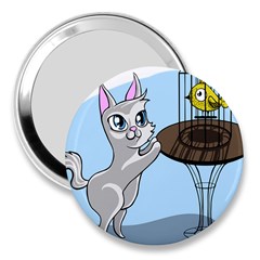 Cat Bird Cage Hunt Hunting Pet 3  Handbag Mirrors by Sapixe