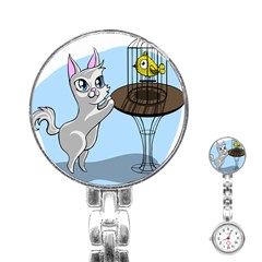 Cat Bird Cage Hunt Hunting Pet Stainless Steel Nurses Watch by Sapixe