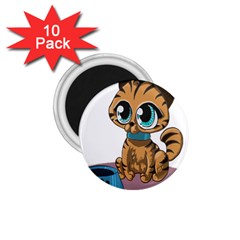 Kitty Cat Big Eyes Ears Animal 1 75  Magnets (10 Pack)  by Sapixe