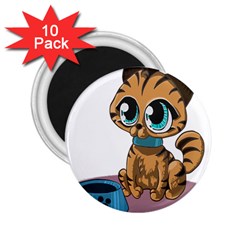 Kitty Cat Big Eyes Ears Animal 2 25  Magnets (10 Pack)  by Sapixe