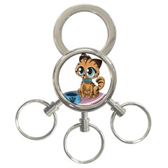 Kitty Cat Big Eyes Ears Animal 3-ring Key Chains by Sapixe