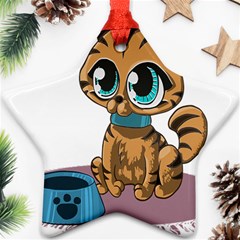 Kitty Cat Big Eyes Ears Animal Star Ornament (two Sides)