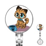 Kitty Cat Big Eyes Ears Animal Stainless Steel Nurses Watch Front