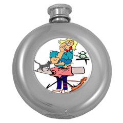 Housewife Multitasking Woman Round Hip Flask (5 Oz) by Sapixe