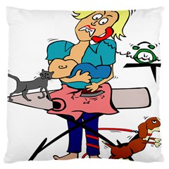 Housewife Multitasking Woman Large Cushion Case (one Side) by Sapixe